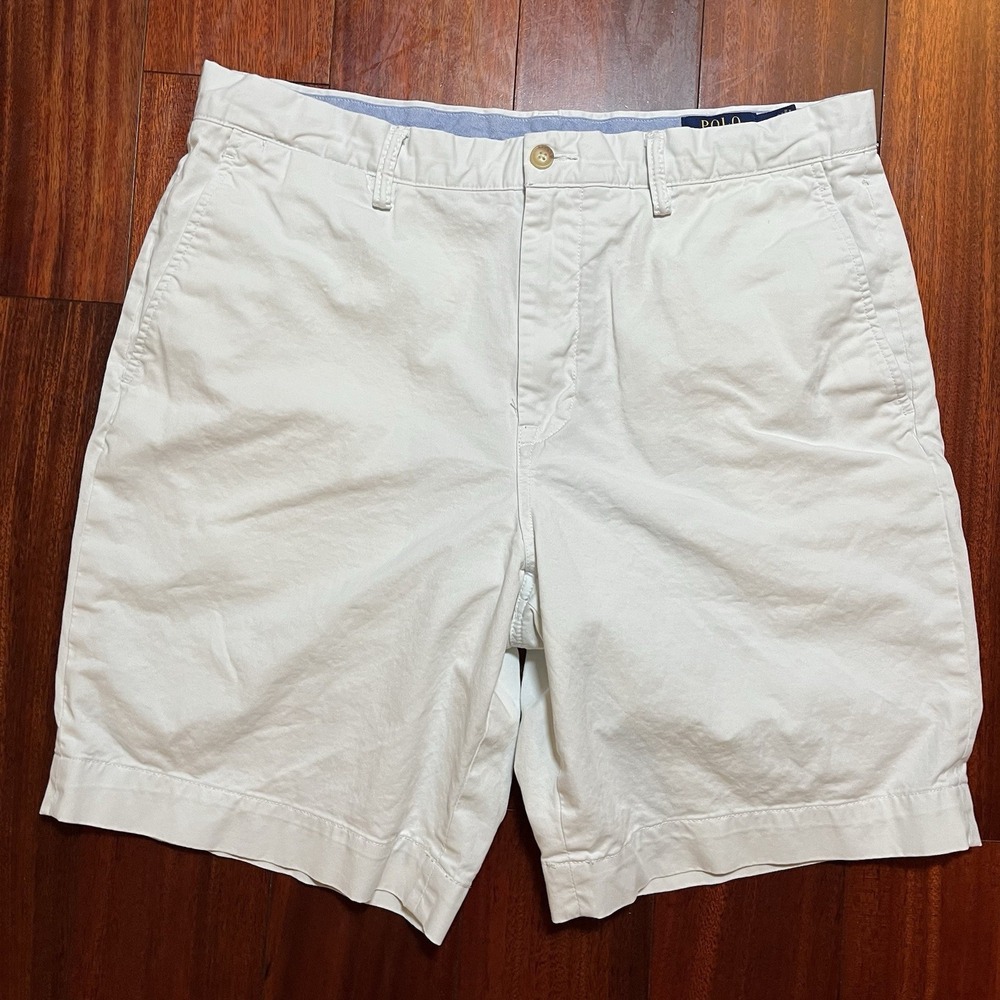 Polo Ralph Lauren Shorts Mens 35 White Chino Classic Fit 9" Stretch Preppy FLAW
